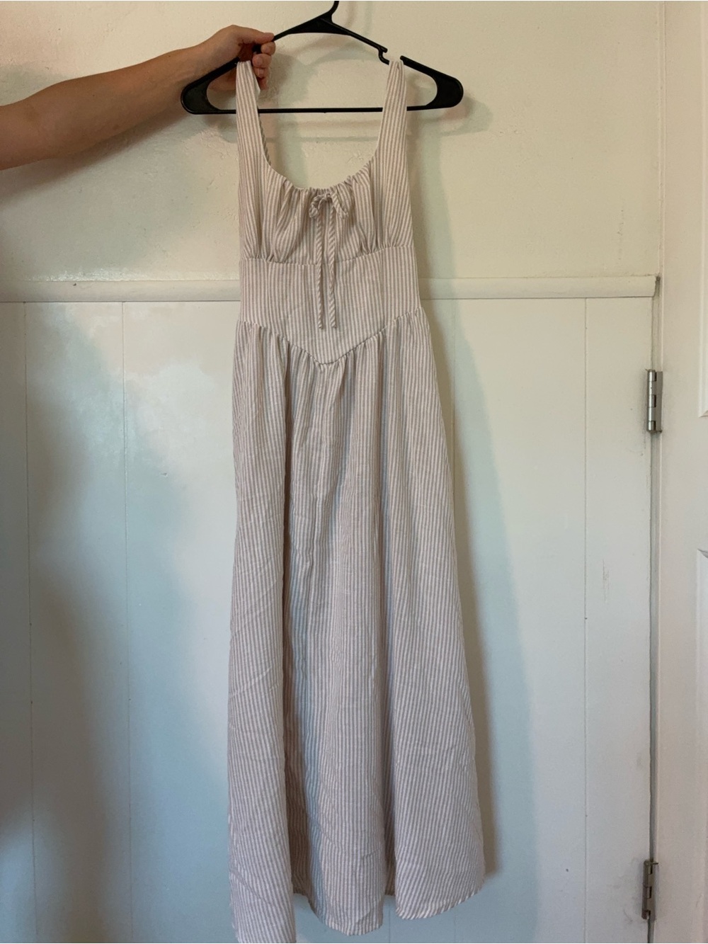 Corset style scoop neck fit and flare dress